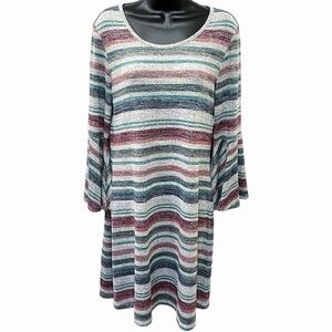 Market and Spruce Womens M Evelyn Dress Striped Knit Bell Sleeve Stitch Fix Soft